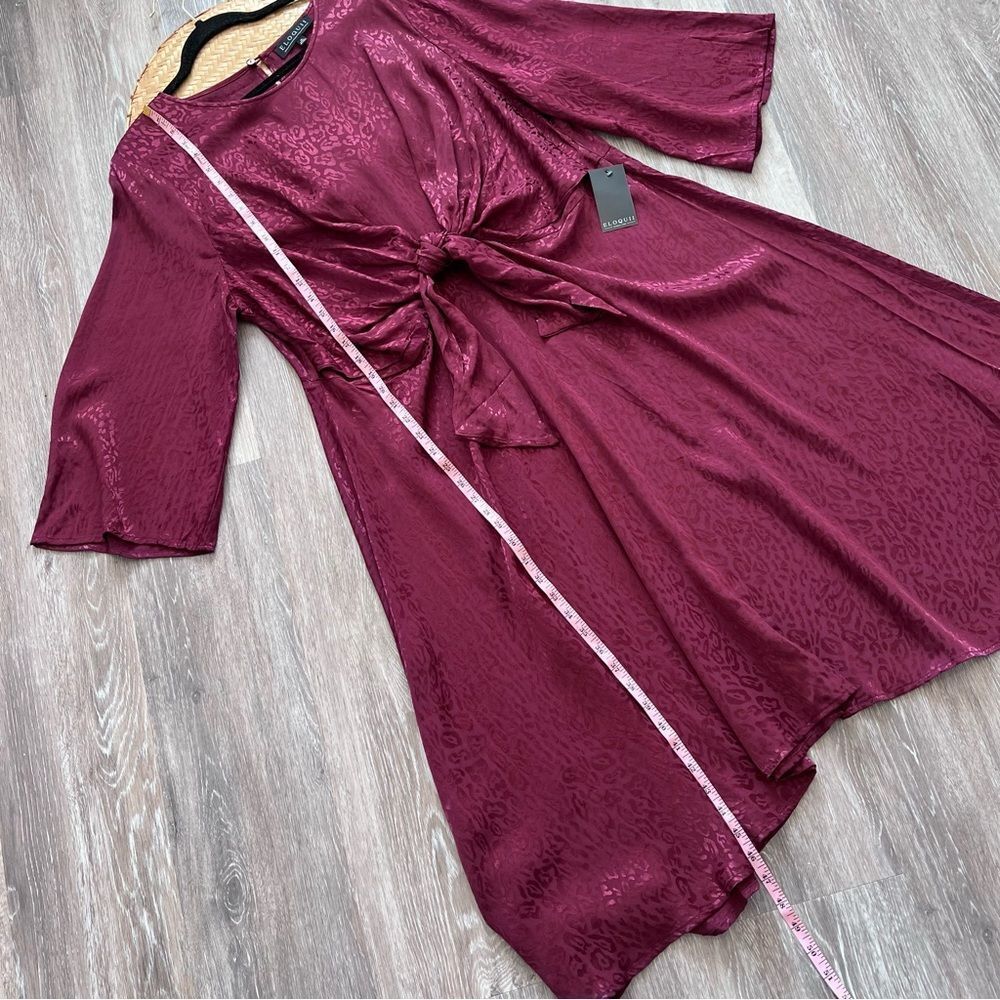 Nwt eloquii maroon leopard tie front dress‎ midi length - Picture 4 of 7